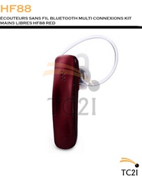 ÉCOUTEURS SANS FIL BLUETOOTH MULTI CONNEXIONS KIT MAINS LIBRES HF88 RED
